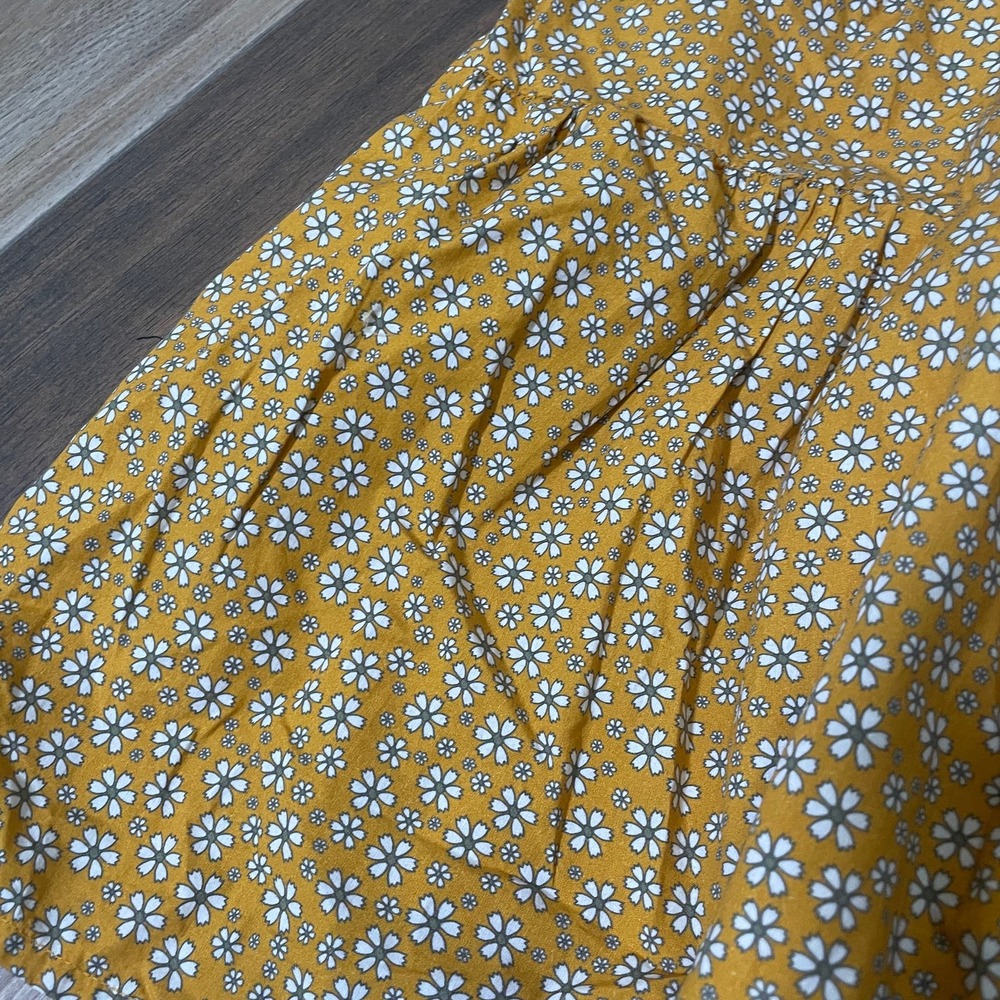 Beet World Girls 9-10 Sara Tiered Dress Mustard Yellow Floral Flutter Sleeves - Picture 2 of 7